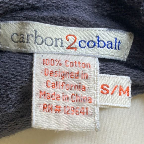 Carbon 2 Cobalt Short Sleeve Hooded Sweatshirt Dolman Sleeves S/M Boho - Picture 6 of 6